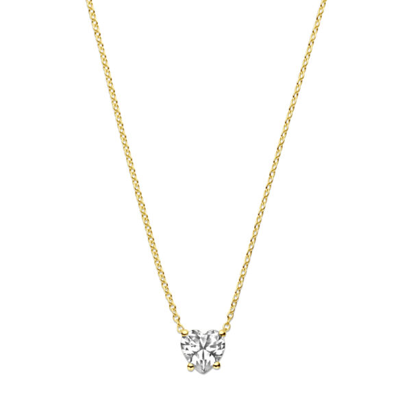 collier hart zirkonia 41 - 43 - 45 cm 14K geelgoud