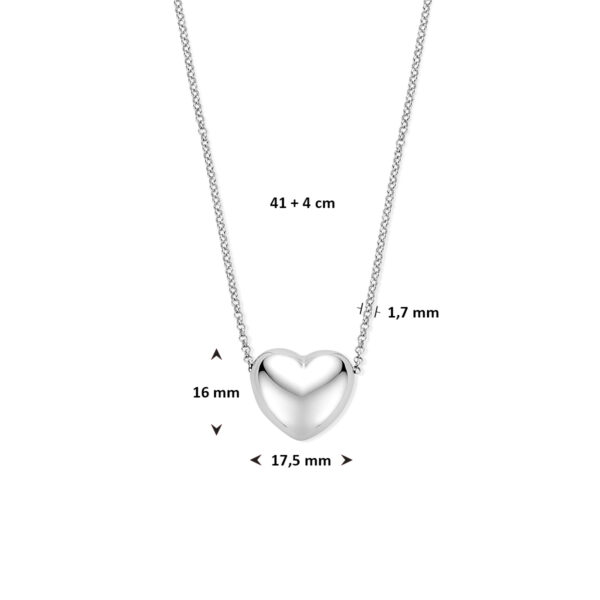 collier hartje 41 + 4 cm zilver gerhodineerd - Afbeelding 4