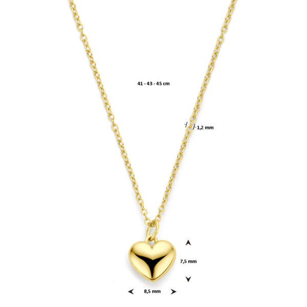 collier hartje 41 - 43 - 45 cm 3 micron zilver verguld (geel) - Afbeelding 4