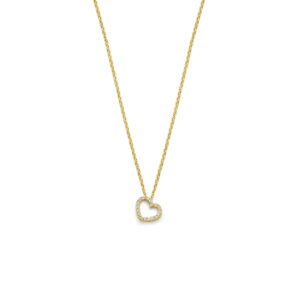 collier hartje diamant 0.05ct h si 40 - 42 - 44 cm 14K geelgoud