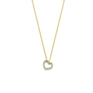 collier hartje diamant 0.06ct h si 40 + 2 + 2 cm 14K geelgoud
