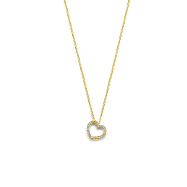collier hartje diamant 0.06ct h si 40 + 2 + 2 cm 14K geelgoud