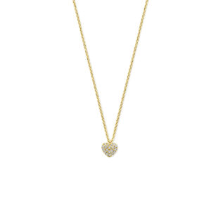 collier hartje diamant 0.09ct  h si 40 + 2 + 2 cm 14K geelgoud
