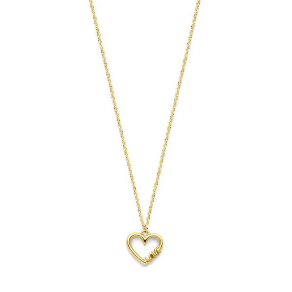 collier hartje en love 41 - 43 - 45 cm 14K geelgoud