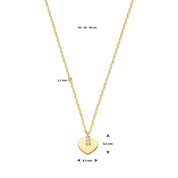 collier hartje en zirkonia 40 - 42 - 44 cm 14K geelgoud - Afbeelding 4