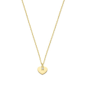 collier hartje en zirkonia 40 - 42 - 44 cm 14K geelgoud