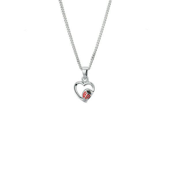collier hartje lieveheersbeestje 1,4 mm 36 + 4 cm zilver gerhodineerd