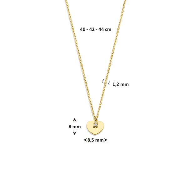 collier hartje zirkonia 40 - 42 - 44 cm 14K geelgoud - Afbeelding 4