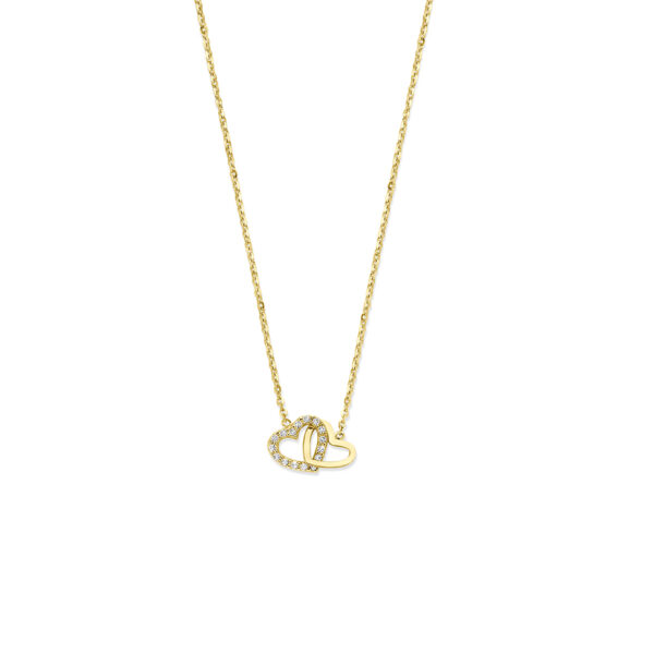 collier hartje zirkonia 40 - 42 - 44 cm 14K geelgoud