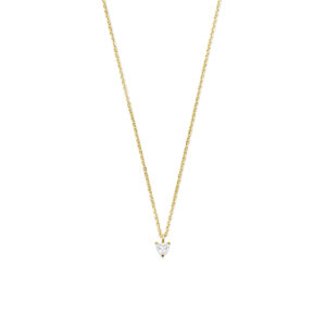 collier hartje zirkonia 40 - 42 cm 14K geelgoud
