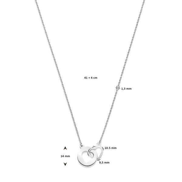 collier hartjes 1,3 mm 41 + 4 cm zilver gerhodineerd - Afbeelding 4