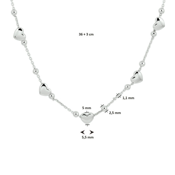 collier hartjes 36 + 3 cm zilver gerhodineerd - Afbeelding 2