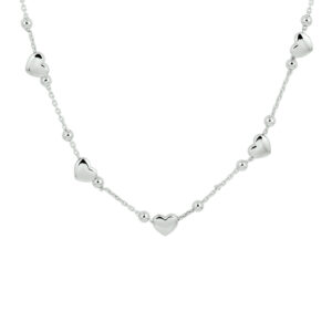 collier hartjes 36 + 3 cm zilver gerhodineerd