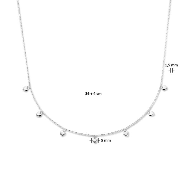 collier hartjes 36 + 4 cm zilver gerhodineerd - Afbeelding 4