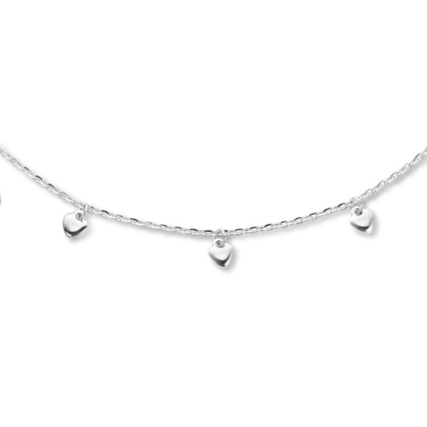 collier hartjes 36 + 4 cm zilver gerhodineerd