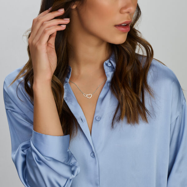collier hartjes 40 + 4 cm zilver gerhodineerd - Afbeelding 2