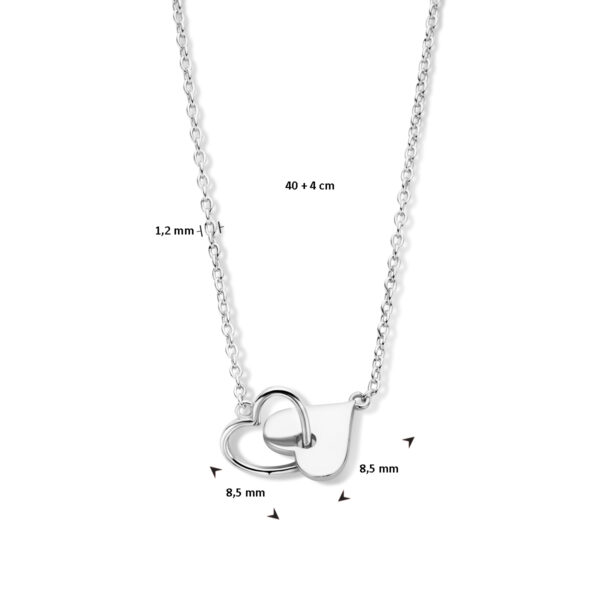 collier hartjes 40 + 4 cm zilver gerhodineerd - Afbeelding 4