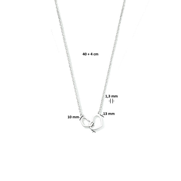 collier hartjes 40 + 4 cm zilver gerhodineerd - Afbeelding 4