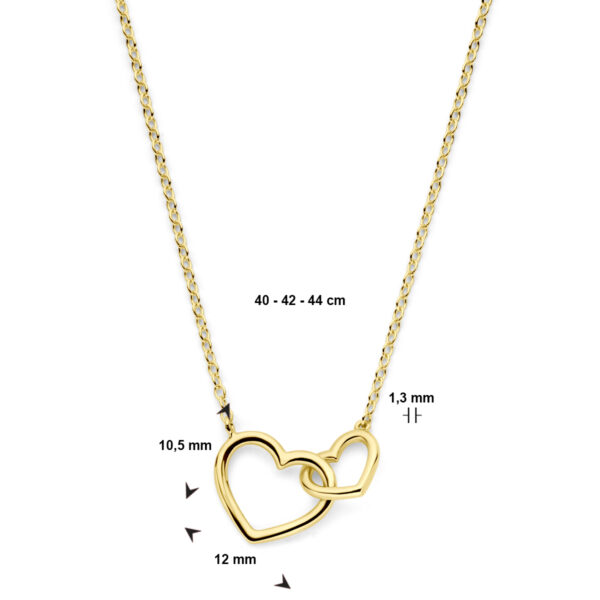 collier hartjes 40 - 42 - 44 cm 14K geelgoud - Afbeelding 4
