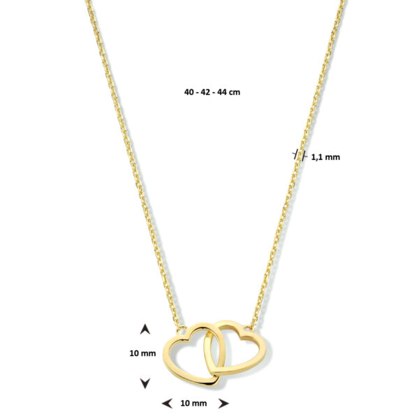collier hartjes 40 - 42 - 44 cm 14K geelgoud - Afbeelding 4