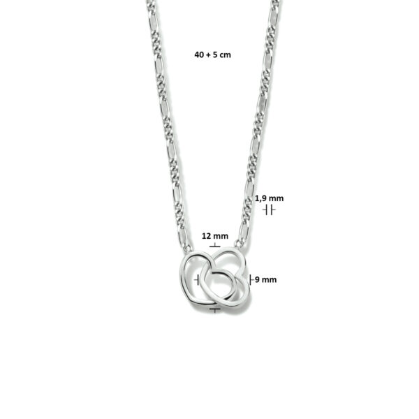 collier hartjes 40 + 5 cm zilver gerhodineerd - Afbeelding 2