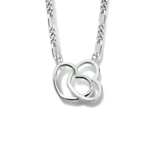 collier hartjes 40 + 5 cm zilver gerhodineerd
