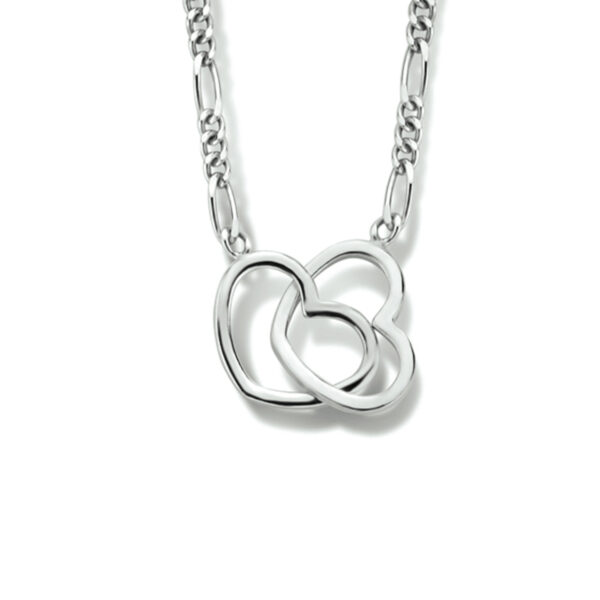 collier hartjes 40 + 5 cm zilver gerhodineerd