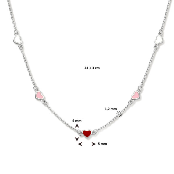 collier hartjes 41 + 3 cm zilver gerhodineerd - Afbeelding 4