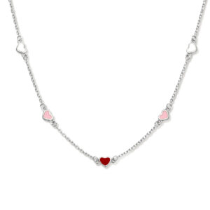collier hartjes 41 + 3 cm zilver gerhodineerd