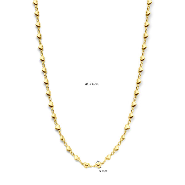 collier hartjes 41 + 4 cm 3 micron zilver verguld (geel) - Afbeelding 4