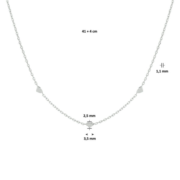 collier hartjes 41 + 4 cm zilver gerhodineerd - Afbeelding 2