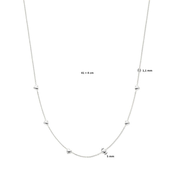 collier hartjes 41 + 4 cm zilver gerhodineerd - Afbeelding 4