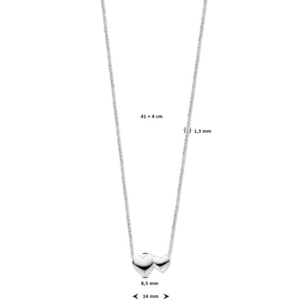 collier hartjes 41 + 4 cm zilver gerhodineerd - Afbeelding 4