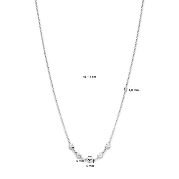 collier hartjes 41 + 4 cm zilver gerhodineerd - Afbeelding 4