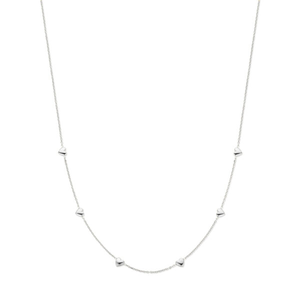 collier hartjes 41 + 4 cm zilver gerhodineerd