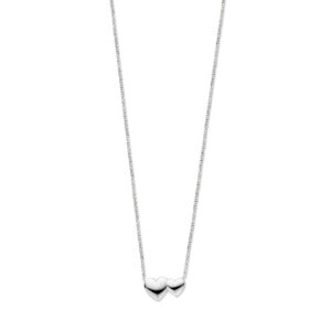collier hartjes 41 + 4 cm zilver gerhodineerd