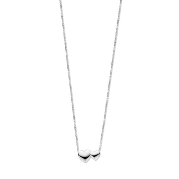 collier hartjes 41 + 4 cm zilver gerhodineerd