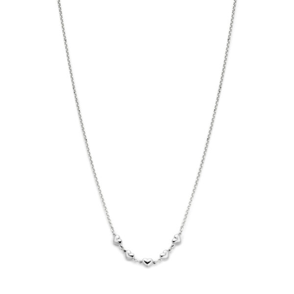 collier hartjes 41 + 4 cm zilver gerhodineerd