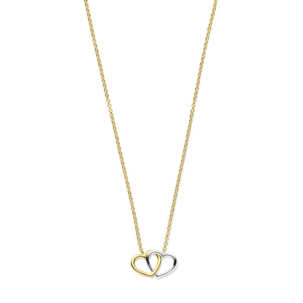collier hartjes 41 - 43 - 45 cm 14K bicolor goud geel/wit