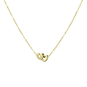 collier hartjes 42 + 3  cm 14K geelgoud