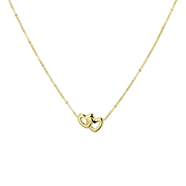 collier hartjes 42 + 3  cm 14K geelgoud