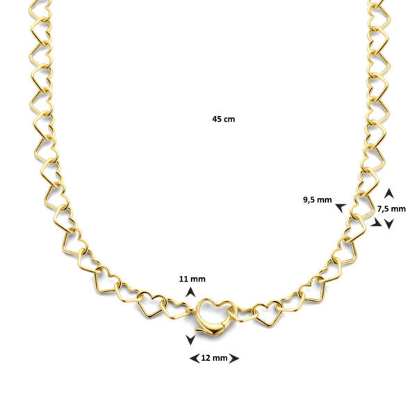 collier hartjes 45 cm zilver verguld (geel) - Afbeelding 4