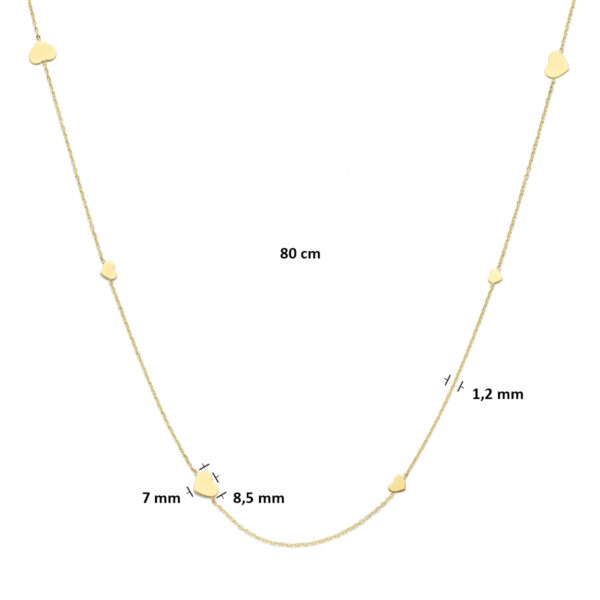 collier hartjes 76 - 78 - 80 cm 14K geelgoud - Afbeelding 4
