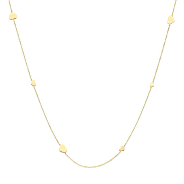 collier hartjes 76 - 78 - 80 cm 14K geelgoud