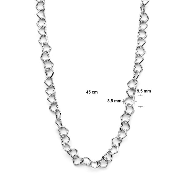 collier hartjes 8,5 mm 45 cm zilver gerhodineerd - Afbeelding 4
