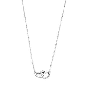 collier hartjes gediamanteerd 41 + 4 cm zilver gerhodineerd