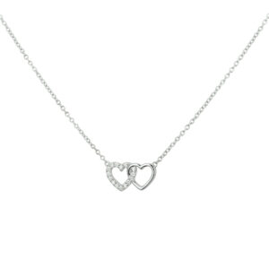 collier hartjes zirkonia 1,2 mm 40 + 4 cm zilver gerhodineerd