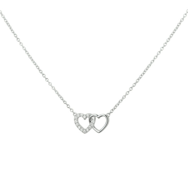 collier hartjes zirkonia 1,2 mm 40 + 4 cm zilver gerhodineerd
