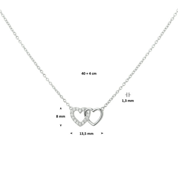 collier hartjes zirkonia 1,2 mm 40 + 4 cm zilver gerhodineerd - Afbeelding 2
