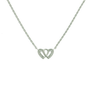 collier hartjes zirkonia 1,7 mm 41 + 4 cm zilver gerhodineerd